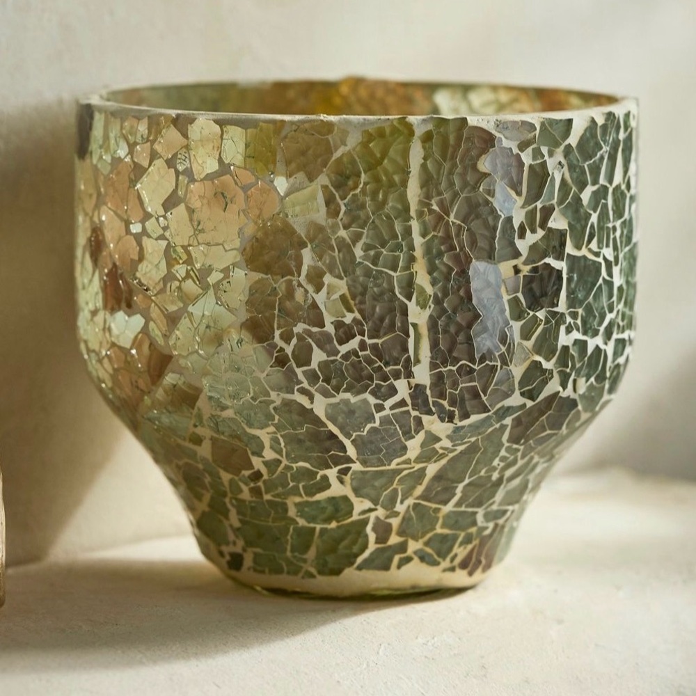 Anthropologie glass mosaic taper planter, NEW!!!
